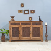 French Colonial Hand Carved Solid Wood Sideboard Brown 150x50x90cm